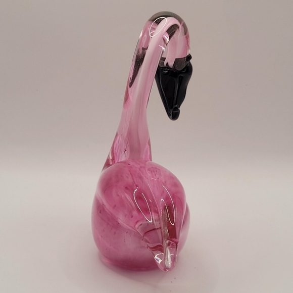 Elegant Pink Glass Flamingo Sculpture - Picture 2 of 7